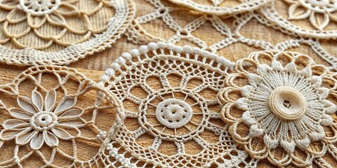 delicate lace and crochet details intertwined with natural fibers, handmade details, organic materials
