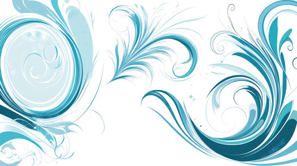 Abstract Blue Swirl Waves on Transparent Background Generative AI
