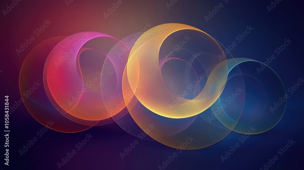 Poster colorful abstract patterns with light curves