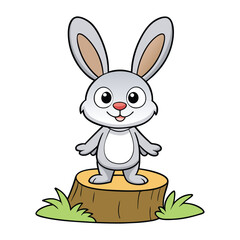 cute bunny standing on tree stump vector image