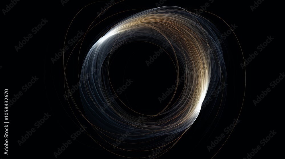 Poster captivating circular light patterns illustrating movement and energy dynamics in a dark space