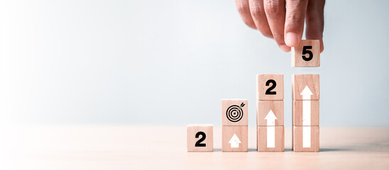 Countdown to 2025. Loading year from 2024 to 2025. New year start concept.