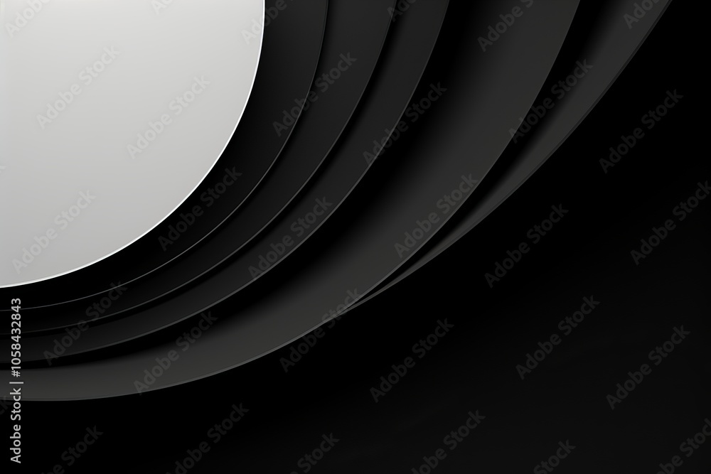 Aufkleber abstract circular shapes in black and white create a modern minimalist composition in design