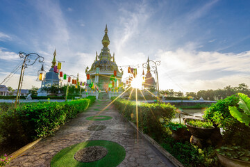 The background of an important tourist attraction in Khon Kaen Province (Wat Thung Setthi) is a...