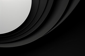 Abstract circular shapes in black and white create a modern minimalist composition in design