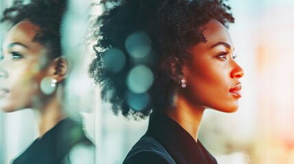 Empowered female mentor traits celebrated during Black History Month, highlighting essential qualities that inspire and guide the next generation of leaders. Space for text included.