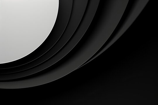 Abstract circular shapes in black and white create a modern minimalist composition in design