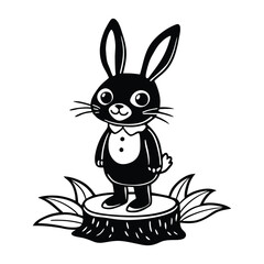 cute bunny standing on tree stump vector image