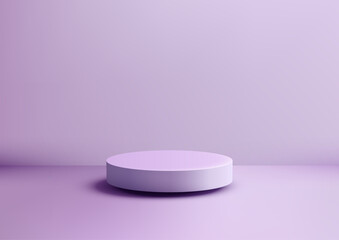 3D Purple Podium with Elegant Display on Purple Background, Minimalist Product Showcase and Mockup for Modern Showrooms