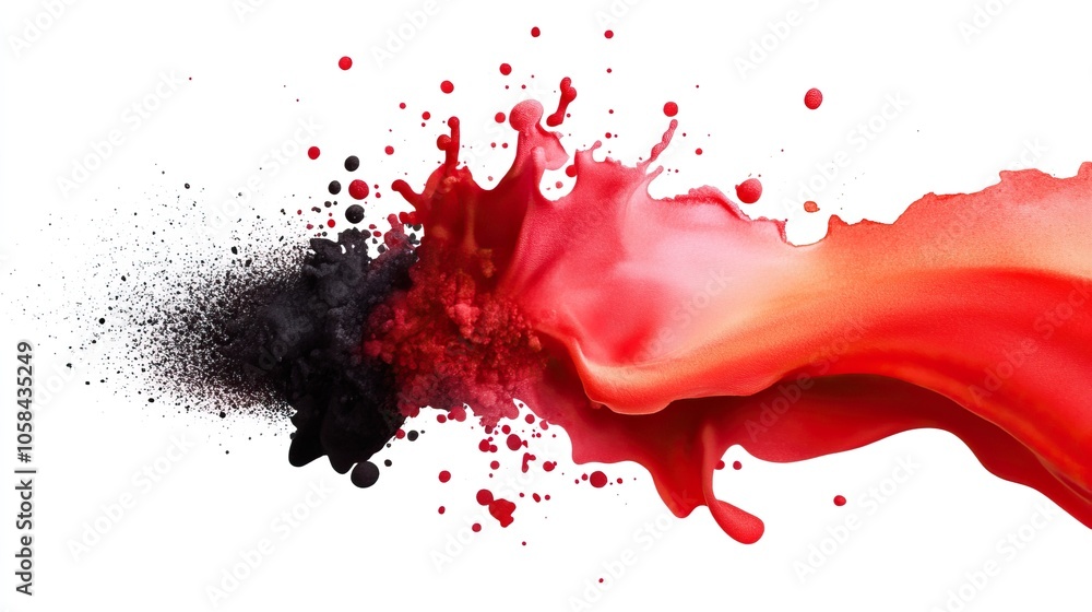 Poster a vibrant splash of red and black paint creates a dynamic and artistic display, evoking movement and