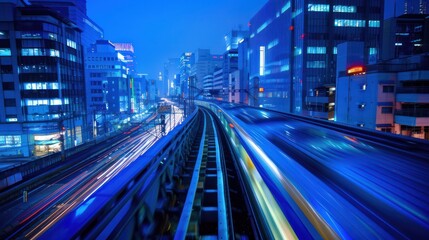 Naklejka premium Cityscape with a Train