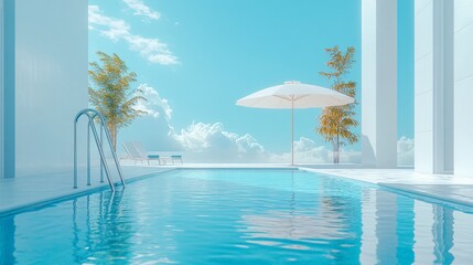 Relaxing at a Private Pool by the Beach in a Luxurious Hotel or Vacation Home, Perfect for a Calm and Rejuvenating Getaway