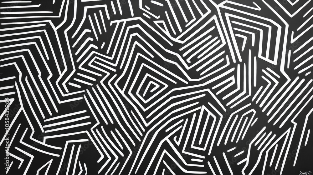 Poster abstract black and white line pattern design