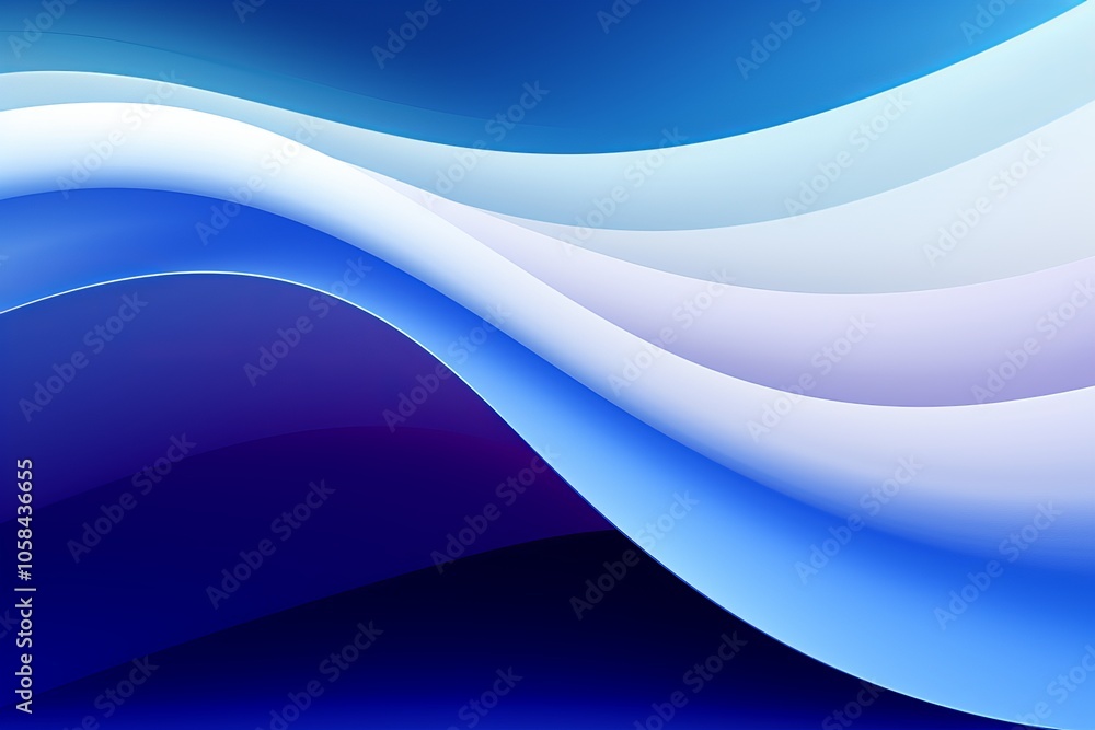 Poster flowing waves of blue light create a serene abstract pattern on a smooth surface