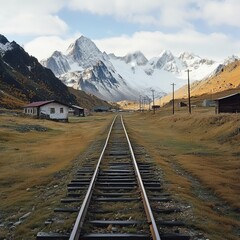 Train to mountain-foot village.
