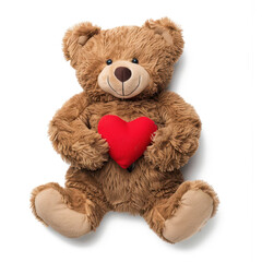 Fototapeta premium Cute Teddy Bear Holding a Red Heart - Perfect for Valentines Day