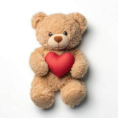 Obraz premium Cute Teddy Bear Holding Red Heart: Valentine's Day Gift