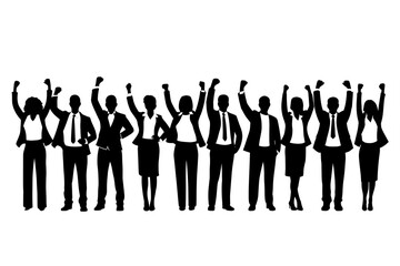 Team of Business People Celebrating Victory and Success Together