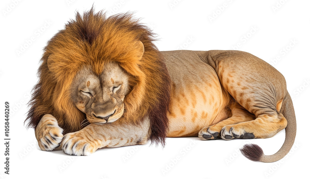 Poster lion on a transparent background generative ai