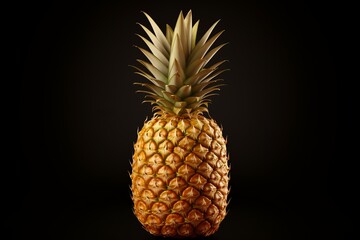 Pineapple against a dark background highlights its texture and vibrant color