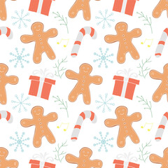 Seamless christmas pattern. New year background. Colored illustration with christmas icons