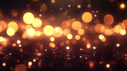 Happy New Year 2025 text with glowing bokeh background, warm sparkly lights for holiday vibe.