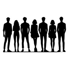 Standing People Silhouette Vector Illustration