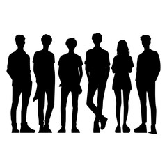 Standing People Silhouette Vector Illustration