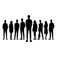 Standing People Silhouette Vector Illustration