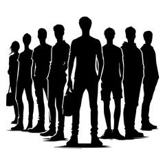 Standing People Silhouette Vector Illustration