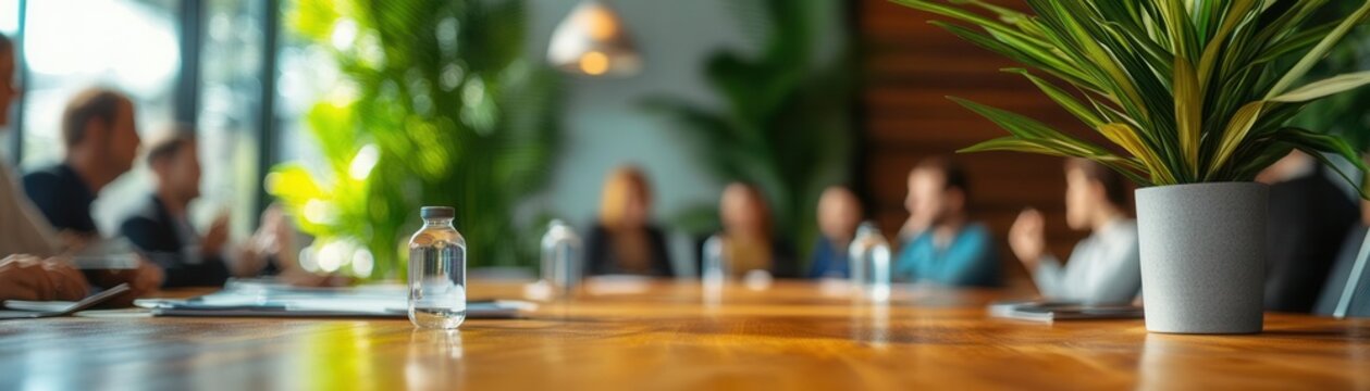 Team discussing social impact and ethical investments, in boardroom