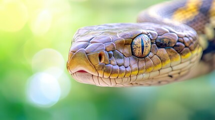 Obraz premium A close up of a snake's face with a yellow and black pattern