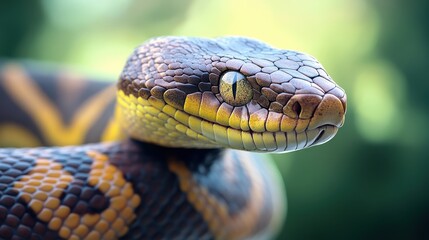 Obraz premium A snake with a yellow and brown head and body