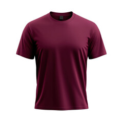 Burgundy T-Shirt Mockup with Transparent Background - Ideal for Fashion Design and E-Commerce Product Display - High-Quality Apparel Template