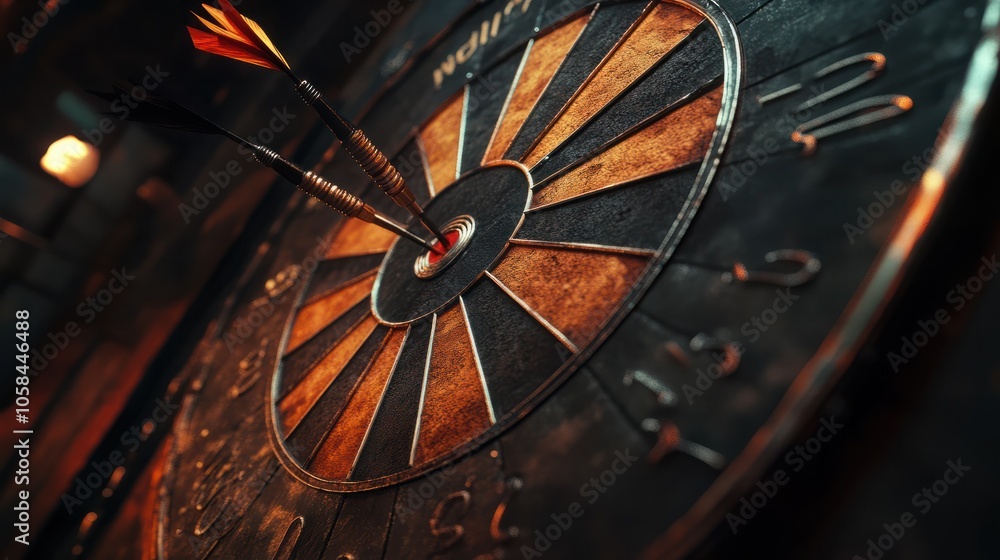 Poster bullseye is a target of business. dart is an opportunity and dartboard is the target and goal. so bo