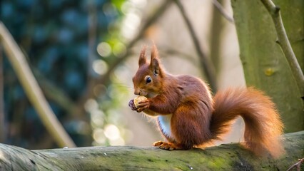 Obraz premium Beautiful Red Squirrel Eating