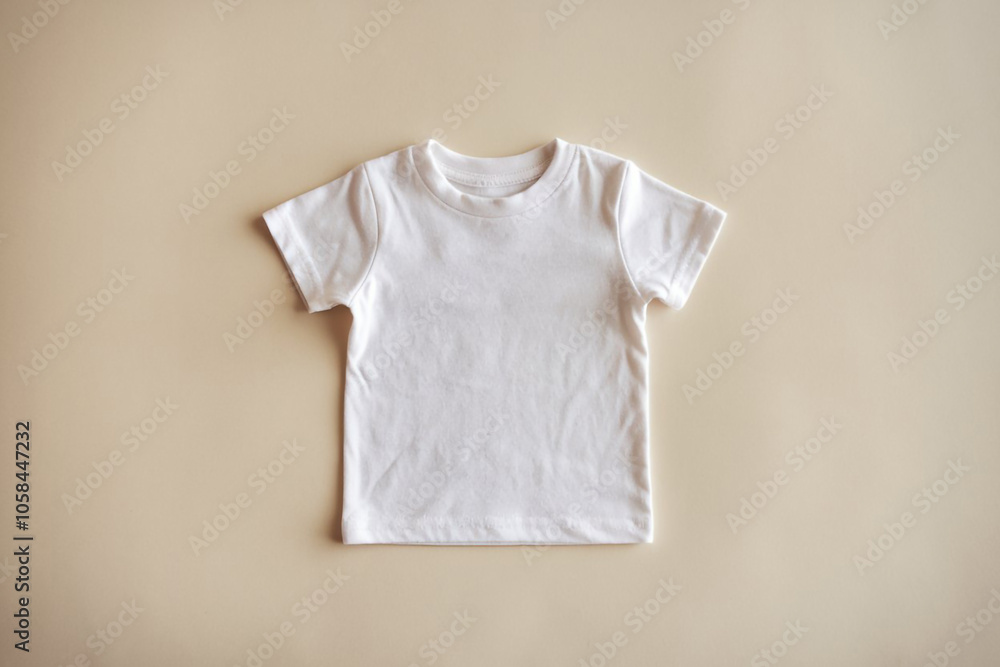 Wall mural cute blank white newborn baby cotton t-shirt mockup template.little boy girl child tee shirt mock-up