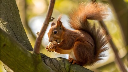Obraz premium Beautiful Red Squirrel Eating
