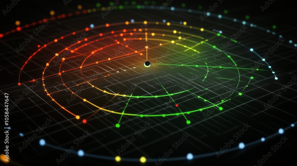 Poster colorful data visualization with circular patterns