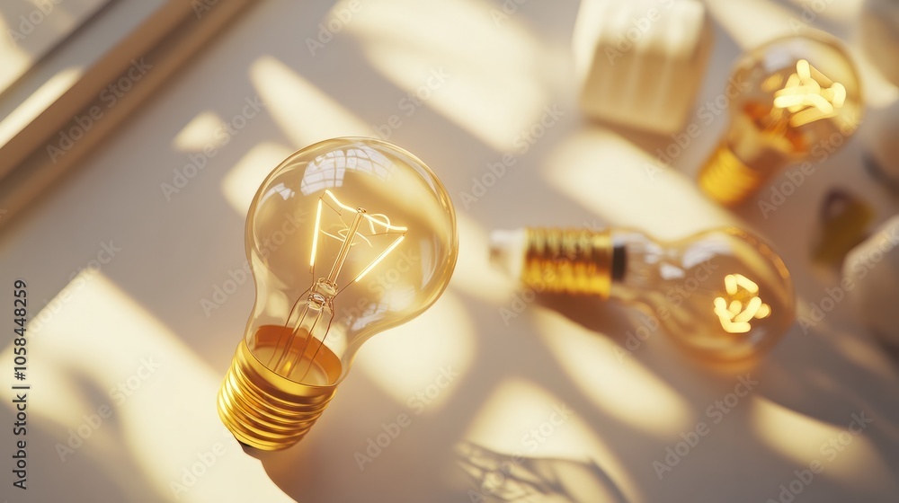 Poster clarifying complex ideas theme with light bulb - flat lay
