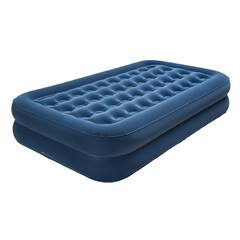 Comfortable Blue Inflatable Air Mattress on Transparent Background
