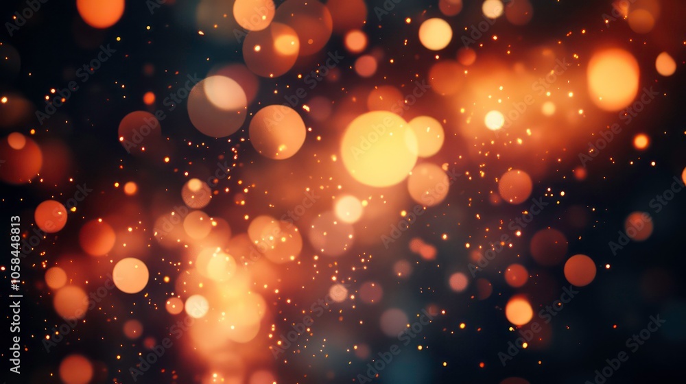 Poster A mesmerizing display of golden bokeh lights against a dark background, creating a dreamy effect.