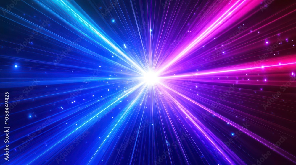 Aufkleber Abstract illustration of light rays radiating from a central point, creating a cosmic effect.