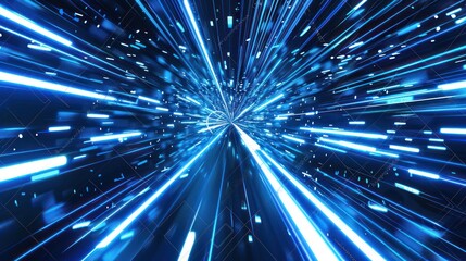 Abstract Light Tunnel, Speed, Movement,  Digital, 3D Render