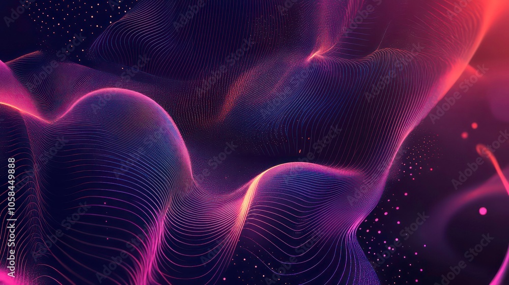 Poster abstract waves of color and light creating a dynamic visual experience.