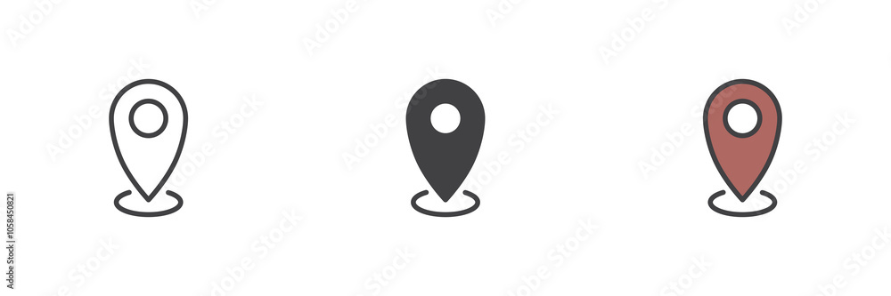 Poster map pointer different style icon set