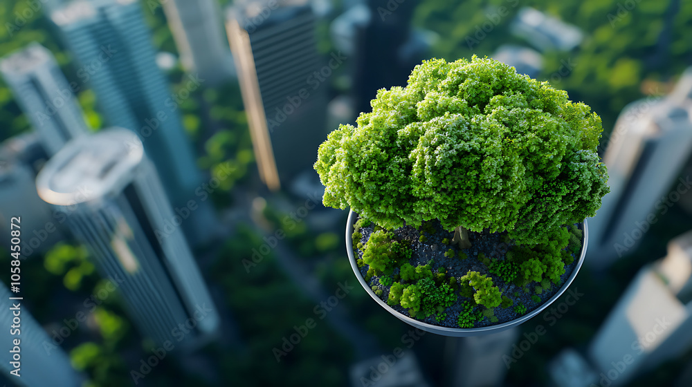 Poster integrating green infrastructure in urban development to achieve net zero emissions goals