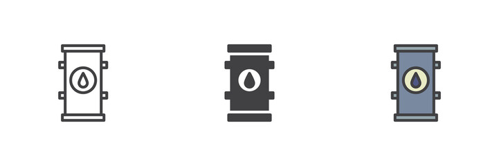 Oil barrel different style icon set