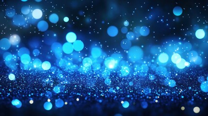 Blue Glitter Bokeh Background
