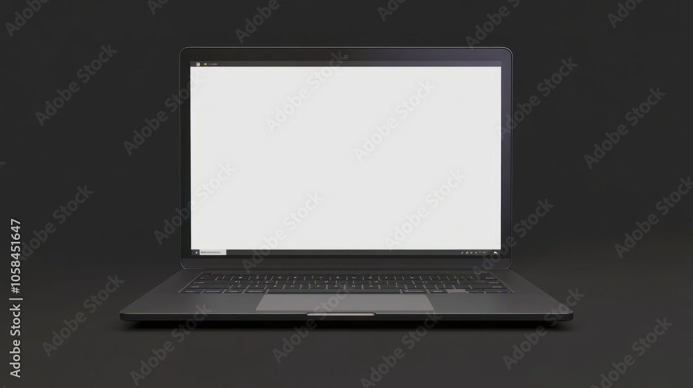Poster laptop computer with blank transparent screen and background- png format.